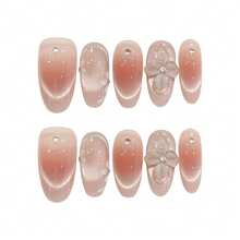French Cat Eyes Nail Tips 10Pcs ABS Plastic Manicure Art For Wedding Party Everyday Use - Baby Pink - View 8