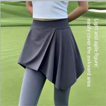 Chân váy bất đối xứng thắt eo - Chân váy quấn không xuyên thấu, thích hợp cho yoga, chạy bộ, tập thể dục và mặc hàng ngày. - A - Xem 7