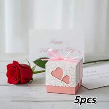 New Double Heart Hollow Wedding Candy Box, Baby 1st Birthday Heart Gift Box - Multicolor - View 19