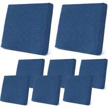 Newwiee - 8 fundas elásticas para cojín de patio para exteriores para muebles de patio sofá fundas de repuesto de tela jacquard tela suave lavable clásico - Azul marino - Ver 9