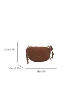 Túi đeo chéo mini họa tiết vải thiều dành cho nữ, kiểu dáng mới, nhỏ gọn, đa năng, phù hợp sử dụng hàng ngày. - màu nâu - Xem 5