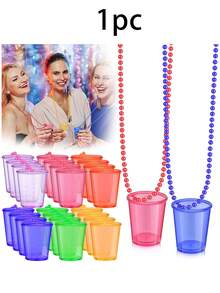 1-6pcs Plastic Bead Chain Necklace, Can Be Used As Mini Shot Glasses, Suitable For Birthday, Wedding, Christmas Party And Other Occasions, Practical High-Strength Colorful Transparent Mini Shot Glass Necklace, Suitable For Bachelor/Bachelorette Party, Bride & Groom Party, Birthday, Wedding, Holiday Parade And Other Occasions - Multicolor - View 11