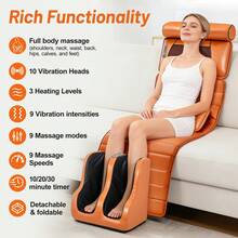 Upgraded Massage Back Pad For Full Body Massage Mat With Foot Massager – Massage Back Pad With Neck & Lumbar Support, 4-Zone Heating For Shoulder Waist Legs, Perfect For Daily Muscle Relaxation - US A Type Plug(110-127V) - View 3