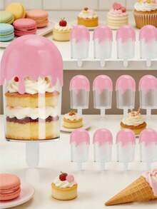 12/6pcs Multicolor Ice Lolly Cupcake Molds, Candy Jars, Ice Cream Shaped Candy Boxes, Reusable Transparent Ice Cream Bar Gift Boxes, Suitable For Birthday, Wedding Party Decorations - Multicolor - View 6