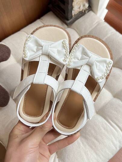 1 Pair 2026 Girls' Pink & Blue Gradient Contrast Color Criss-Cross Decor Synthetic PU Breathable Soft Bottom Round Toe Slip-On Low-Top Criss-Cross Strap Thick Sole Fresh Korean Style Casual Versatile Children Sandals, Suitable For Kindergarten, Outdoor Play, Beach, Resort, Summer