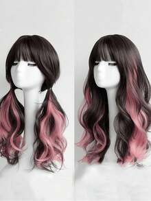 2顶粉色多巴胺卷发假发，适合女孩，可染色、漂白，长发配饰，甜美公主风发饰 - 粉色 - 查看 6