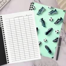 A5 Versatile Grid Notebook, 100 Pages/50 Sheets, Football Themed, Suitable For Work, Study, School Attendance, Company Finance, Accounting, Time Tracking, Inventory Management, Business Meeting Notes And More, Helping With Efficient Planning And Recording. - Vertical Notebook (pen Not Included) - View 2