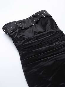 OhhNeed Women's Summer Rhinestone Satin Backless Halter Dress, Elegant Ladies' Long Backless Cocktail Gown, Suitable For Formal Occasions And Party Events - Black - View 4