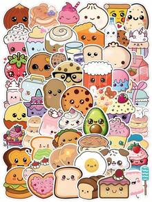 53pcs Funny Food Stickers With Hilarious Expressions And Playful Poses, Customizable, Waterproof Vinyl Material, Suitable For Fridge, Lunchbox, Bringing Joy And Laughter - 多色 2 - 查看 11