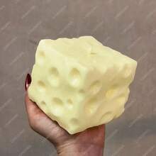 Jumbo Cheese Cube Stress Ball Big Cheese Shapeable Squeeze Ball Non-Bounce Fidget Toy ASMR Sensory Anti-Stress Christmas Gift - 黃色 - 查看 7