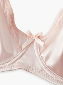 Bisouelle 3pcs/Set Women Solid Color Satin Bow Underwire Bra Comfortable Lingerie - Multicolor - View 5