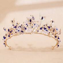 1件多色新娘蝴蝶花朵水钻合金巴洛克皇冠，适合婚礼、舞会、派对、日常佩戴 - 彩色 - 查看 11