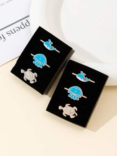 Mặt dây chuyền trang trí hình cá voi, sứa, rùa biển sang trọng unisex năm 2026 dành cho dây đeo , phụ kiện dây đeo silicon bằng kim loại đính đá pha lê lấp lánh, trang sức hình động vật biển dễ thương tự làm, 2 màu bạc & vàng.