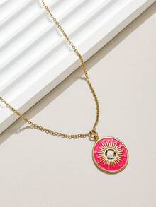 1 pieza Collar con colgante redondo de estrella del norte enchapado en oro de 18K, joyería clásica vintage de acero inoxidable, collar gargantilla de tono dorado para mujer, regalo para el Día de la Madre - estrella polar - Ver 7