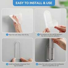 1 pieza Soporte de pared para cepillo de dientes, estante autoadhesivo para cepillo de dientes eléctrico, organizador de baño antideslizante y ajustable, ahorro de espacio adecuado para decoración de baño de plástico moderno en el hogar - Multicolor - Ver 6