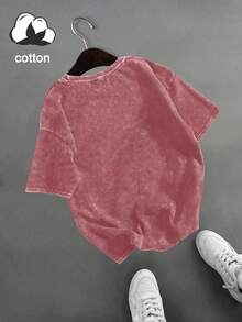 Plus Size Women Casual Surprised Doll Graphic Round Neck Short Sleeve T-Shirt, Suitable For Spring, Summer, Autumn, Vacation Wear - Hot Pink - View 7
