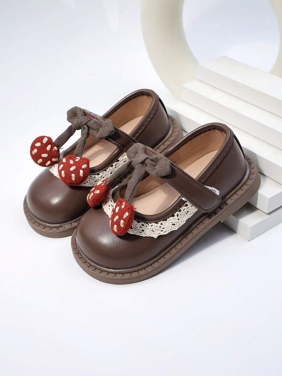 Giày da trẻ em, giày bệt mùa xuân mới cho bé gái, giày dán, giày lười lái xe cho bé gái, giày buộc dây nơ, giày thời trang cho trẻ sơ sinh và trẻ nhỏ. - màu nâu - Xem 1