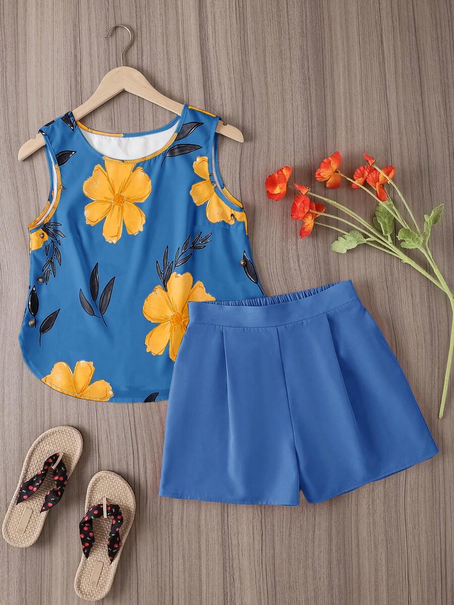 Oulis 2pcs Printed Set, Suitable For Spring/Summer, Valentine's Day, Elegant Lady, Summer Holiday, Wedding, Outing, Vacation, Beach, Spring Break - Multicolor - View 1