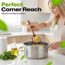 AIUHI 1 chiếc muỗng gỗ có răng để múc mì ống, dụng cụ nhà bếp, muỗng gỗ múc mì Ý, mì sợi. - màu nâu - Xem 3