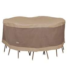 Duck Covers Elegant Round Patio Table and Chair Set Cover Fits Outdoor Round Patio Table and Chair Sets 90 in. Diameter - Marrn - Ver 9