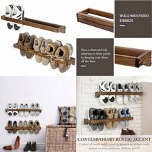 MyGift - Estante colgante de madera maciza quemada rústica de 30 pulgadas organizador de almacenamiento montado en la pared soporte de calzado para clóset vestíbulo entrada capacidad para 6 - Madera quemada - Ver 1