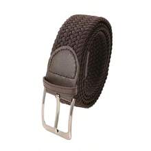 1 pieza Cinturón elástico tejido para hombres, disponible en múltiples colores, sin hebilla necesaria, elástico y de moda para golf y uso diario - Negro - Ver 7