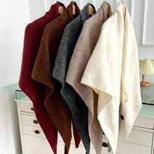 1 buc. Pelerină triunghiulară tricotată moale, eșarfă caldă de culoare solidă pentru femei, plajă, vacanță - Multicolor - Vizualizare 1