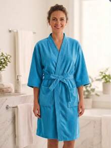 Bathrobe - Turquoise Blue - View 2