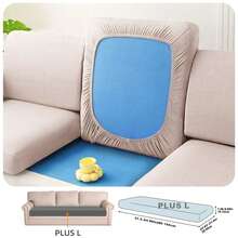 1pc Minimalist Solid Color Milk Silk Stretch Sofa Seat Cushion Cover, Suitable For All Seasons - Space Gray - View 17