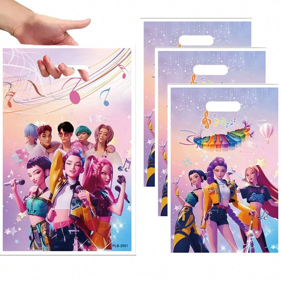10pcs Cartoon Theme Party Gift Bags, Cute And Durable Suitable For Various Party Celebration Events - Multicolor - View 1