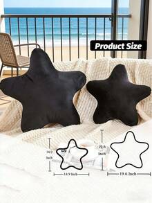 1pc Soft & Comfortable Star-Shaped Decorative Throw Pillow, Ideal For Home Decor In Bedroom, Living Room, Beach House. Great Spring Gift For Family And Friends - Black - View 2