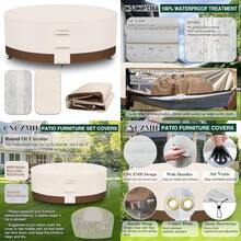 Fundas de Servicio Pesado para Muebles de Patio Impermeables Funda para Muebles de Exterior Redonda 600D Impermeable para Sofá Seccional Mesa de Comedor al Aire Libre y Juego de Fundas para - Beige Marrón - Ver 1