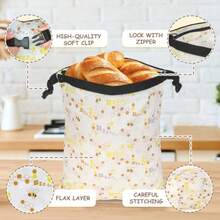 1PCS Reusable Beeswax Bread Bag Wraps For Homemade Bread Loaf Sourdough Beeswax Breads Bags Supplies Sandwich Wrapper Fresh Keeping Food Storage Wrap - White and Yellow - View 3
