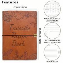 Blank Recipe Book, 6.7" X 9.1" PU Leather Cover Recipe Loose Leaf Binder, Includes 60 Recipe Record Pages For Self-Writing - A5 - View 2