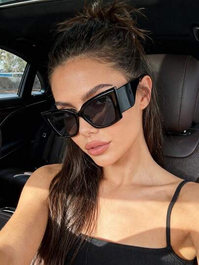 1pc European And American Personality Wide-Leg Super Large Square Fashion Fashion Glasses, Elegant Street Style Versatile Fashion Glasses For Women