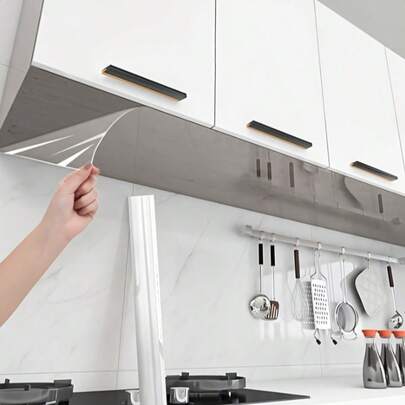 1 Rolo de Filme Transparente de Alta Definição - Autoadesivo por Adsorção Estática, Resistente ao Calor, À Prova d'Água, Fácil de Descolar e Limpar, Adesivo para Parede de Cozinha