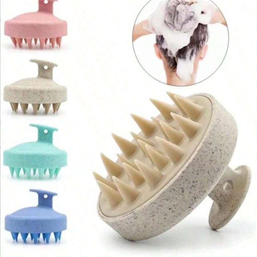 1 chiếc bàn chải gội đầu bằng rơm lúa mì, bàn chải gội đầu massage da đầu bằng silicon, bàn chải massage làm sạch da đầu, bàn chải tẩy tế bào chết trị gàu, phù hợp cho cả nam và nữ. - A - Xem 1