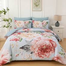 3 Pieces Brown Floral Print Comforter Doona Sets Double Queen King Bedding Set With 2 Pillowcases,3Pcs Soft & Comfortable Botanical Flower Lightweight Quilted Bedding Set With Polyester Filling,Room Decor,Machine Washable,All Season,Wedding Gift - Brown - View 29