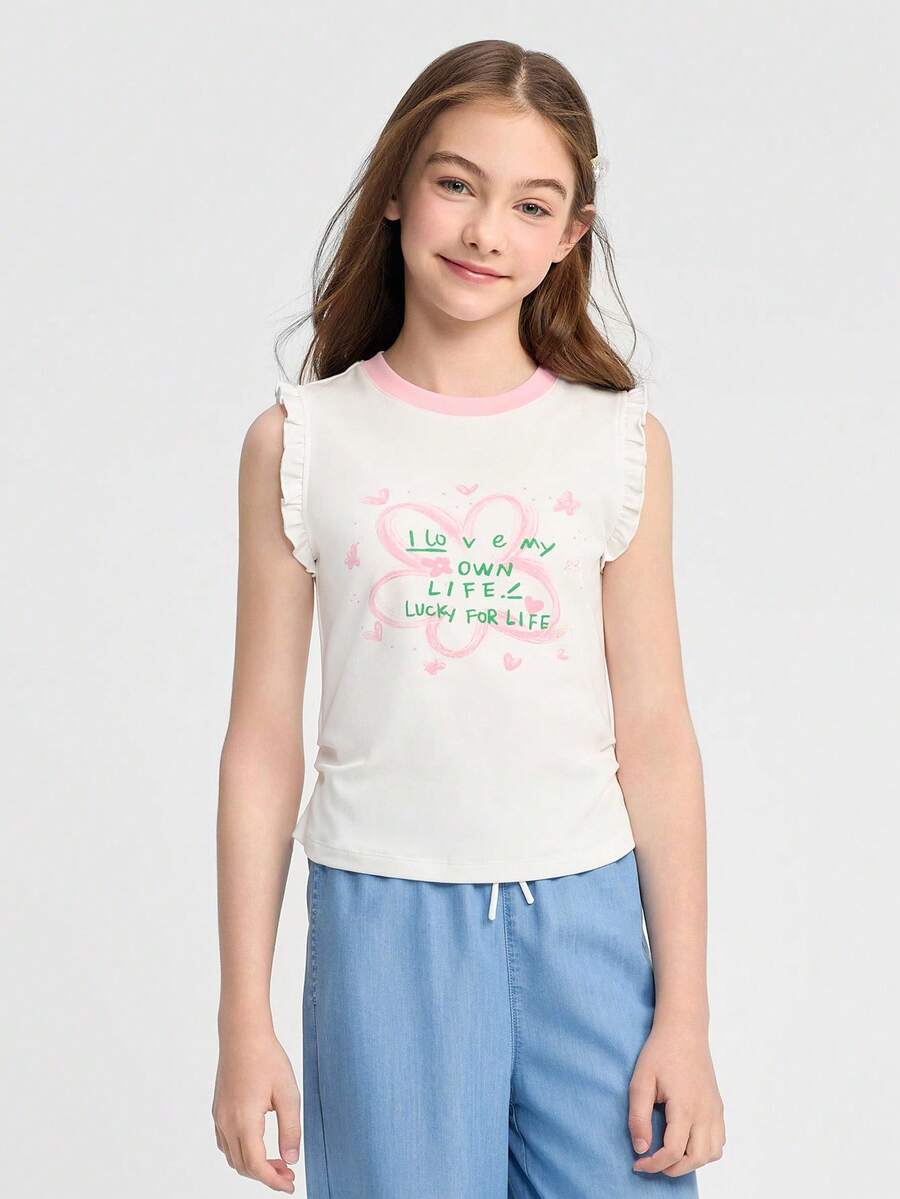 Balabala Áo tank top mùa hè cho bé gái 2026, áo thun không tay bằng cotton mềm mại, nhẹ và thoáng khí, kiểu dáng ngọt ngào, thoải mái. - Benbai - Xem 1