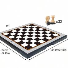 Mini Portable Chess Set - Educational Strategy Game To Improve Focus, Magnetic Chess Foldable Convenient Storage,Family Educational Puzzle Game Chess,Problem-Solving And Critical Thinking For Adult&Teenager - Multicolor - View 8