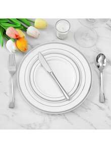 Bộ dao nĩa bạc 150/100/75/50/25/10 món, thích hợp cho gia đình, quán bar, nhà hàng, đám cưới, sinh nhật, năm mới và các bữa tiệc ngày lễ khác. - Bạc - Xem 4