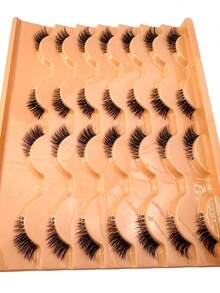 14 Pairs Fluffy & Soft Natural Look Cat Eye False Eyelashes, 3D Mink Lashes For Makeup - Black - View 4