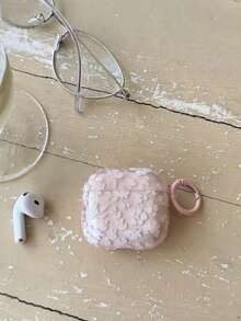 优雅简约法式风格手绘白色花朵透明耳机盒，带链条吊坠，适用于 4/Pro 3/Pro 2 - 粉色 - 查看 13