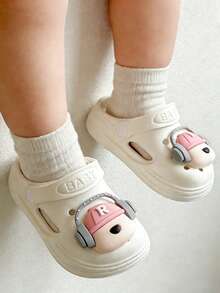 Toddler Boys/Girls Cute Cartoon Anti-Slip Beach Sandals Slippers, Infant Closed Toe Pool Slides For Seaside - White - View 4