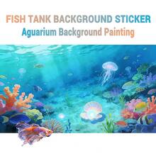 Mundo submarino animado, pintura de fondo de acuario, pegatina de fondo de acuario, pegatina de fondo de terrario de reptiles, pegatina autoadhesiva frontal, decoración de acuario, decoraciones de acuario - A - Ver 1