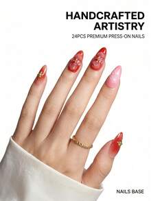 Bộ móng giả 24 miếng/set in họa tiết hoa mùa xuân hè, móng giả dán sẵn, độ dài trung bình, kèm 1 gel dán và 1 dũa móng, bộ dụng cụ làm móng lấp lánh, thích hợp cho các bữa tiệc và quà tặng Ngày của Mẹ. - Nhiều màu - Xem 3