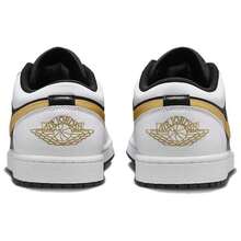 Jordan 1 Low White Black Metallic Gold Swoosh White Black - White and Black - View 5