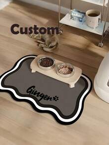 Customizable Quick-Drying Pet Feeding Mat, Printable Pet Name - Splash-Proof, Absorbent, Easy-Clean Design, Paw Print Pattern, Suitable For Cats And Dogs, Washable, Perfect Gift For Pet Owners. Pet Feeding Mat, Pet Food Mat, Fun Design - Multicolor - View 4