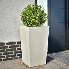 vidaXL Plant Pot, Flower Pot With Base, Planter Box, Plant Pot For Garden, Balcony, Terrace, Flower Pot, Plant Container, Flower Box, White - 白色 - 查看 8