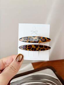 2 piezas Clips para el cabello de mujer de estampado de leopardo versátil, clips para la parte superior de la onda de la boca de pato, accesorios para el cabello sin costuras, para festival, fiesta - Multicolor - Ver 7